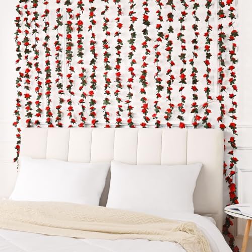 BLEUM CADE 12Pcs 16.4Ft Fake Flower Garland Artificial Rose Vines - Image 6
