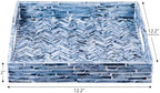 PEMAR Mother of Pearl Square Tray 12x12, Smoky Blue Herringbone Tray - Image 3