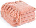 Chenille Throw Blanket for Couch 50" x 60", Peach by LONGCREATE