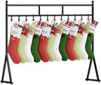 LAND·VOI Christmas Stocking Holder for Floor with 12 Hooks, Free Standing Metal Stocking Hanger, Stable Base & Adjustable Feet, Black by LAND%C2%B7VOI