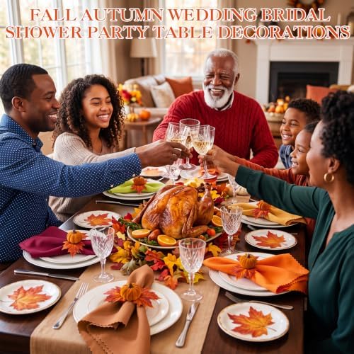 Preboun Fall Thanksgiving Cloth Napkins Set of 40 with Pumpkin Napkin Rings - Image 5
