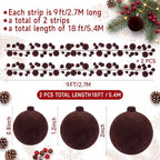 2 Pcs 9 ft Brown Velvet Christmas Ball Ornament Garland - Image 2