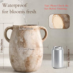 Ceramic Flower Vase with Handles, 7.9in Farmhouse Table Rustic Vases, Waterproof Pottery Clay, Flower Terracotta Vases for Home Decor, Living Room,Table, Handcrafted (Terracotta) - Image 2