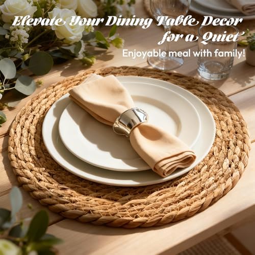 13" Round Woven Placemats Set of 24, Heat Resistant Plate Chargers - Image 5