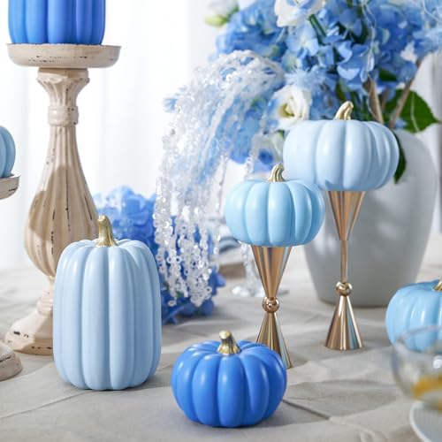 WDS WONDROUS Fall Pumpkin Decor Set of 7, Artificial Fake Pumpkins for Home - Image 4