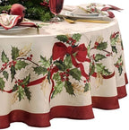 Elrene Home Fashions Villeroy & Boch Winter Bows & Garland Christmas/Holiday Tablecloth, 70"x70" Round by ElreneHomeFashions