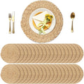 Kochorie Set of 36 Round Woven Placemats 13.5-Inch Natural Water Hyacinth Plant Placemats Hand-Woven Boho Rattan Placemat Wicker Weave Table Mats for Home Table Farmhouse by Kochorie