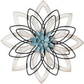 Remenna Metal Flowers Wall Decor, Metal Rustic Wall Art Decoration Farmhouse Wall Decorations Multiple Floral Hanging Decor for Bathroom Living Room Home Office Garden Kitchen (white & blue) by REMENNA