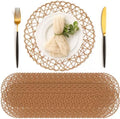 Geosar Round Woven Placemats Bulk Rustic Paper Braided Placemats Boho Natural Non slip Heat Resistant Table Mats for Wedding Party, Dinner Table Centerpiece Decoration, 13 Inch (Light Brown,24 Pcs) by Geosar