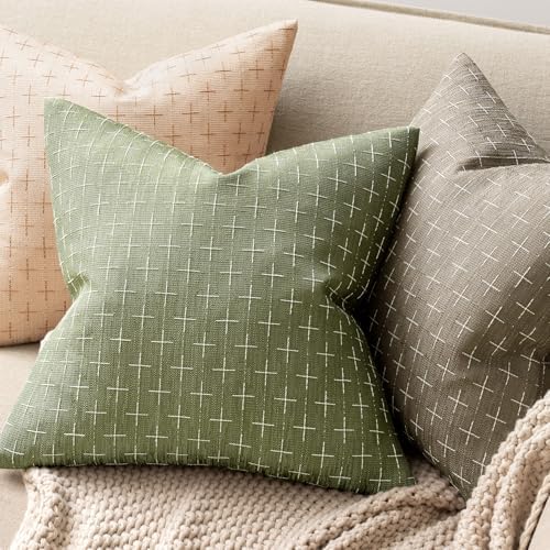 MIULEE Pack of 2 Decorative Burlap Linen Spring Throw Pillow Covers Farmhouse Pillowcases Modern Rustic Woven Textured Cushion Cover for Sofa Couch Bed 24x24 Inch Sage Green - Image 4