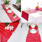 12 Packs 12 X 72 Inch Red Sequin Table Runner Glitter Dining Table Runner for Birthday Wedding Engagement Bridal Baby Shower Bachelorette Holiday Celebration Party Supplies Decorations (Red) - Image 5