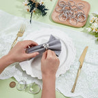 Peacoblue 60Pcs Sliver Leaf Napkin Rings Holders Modern Stainless Steel Napkin Ring Holders for Table Decor Settings, Vintage Napkin Ring for Wedding Christmas Thanksgiving Day Party - Image 3