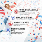 16" America Confetti Cannons | Red White & Blue Confetti Poppers [6 Pack] Biodegradable Paper, Party Poppers for Independence Day/July 4th, Patriotic Events, Conventions or Decorations, Loud Pop - Image 6