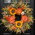 Artificial Fall Wreaths for Front Door 24 Inch Harvest Autumn Leaf Wreath by Pinkpuii