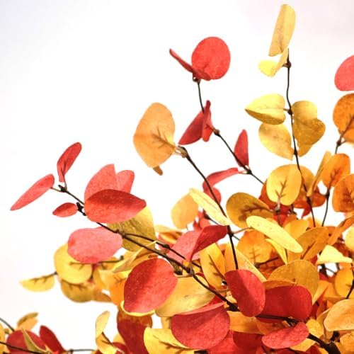 Artificial Fall Eucalyptus Stems, 12 Pcs 27.5 Inch Fake Fall Leaves Branches for Vase, Autumn Thanksgiving Home Wedding Decor (12PCS) - Image 3