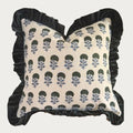 Palm & Loom 100% Cotton Linen Cushion Cover - Aira Decorative Throw Pillow Case with Dark Green & Blue with Ruffle - Modern Traditional Living Room, Bedroom Pillow Cover (Neela, 20" x 20" (Pack of 1)) by PalmLoom