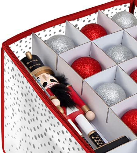 Simplify Organizer Container, Holds Total of 224 Amongst 2 Bags, 2.5” Slots, Durable, See Through for Easy Viewing ornament storage, 112 Count-2PK, Red, AZ-710011-2PK - Image 5