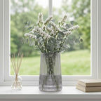 Black Glass Vase for Flower, Flower Vase for Bouquet, Modern Glass Vases, Ribbed Vases for Living Room, Bedroom, Dining Table, Office, Wedding, Centerpieces, 8 Inches - Image 3