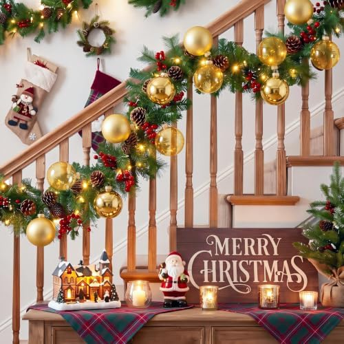 Seenelling 12 Pcs Christmas Glass Ball Ornaments 3.15 Inch, Gold - Image 4