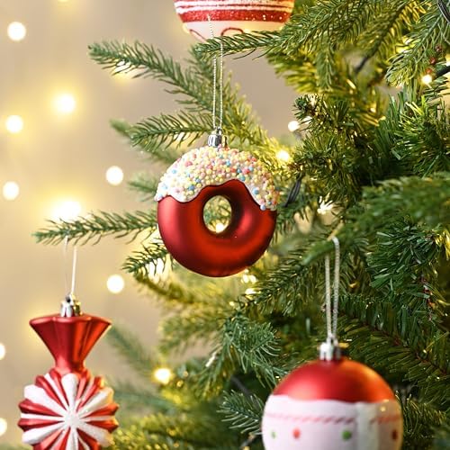 Valery Madelyn Christmas Ball Ornaments, 60ct Candy Cane Red and White Shatterproof Christmas Tree Decorations Set, Variety Decorative Hanging Ornaments for Xmas Trees Bulk Holiday Party Decor - Image 6