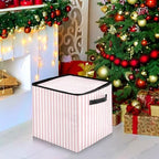 YETTASBIN Pink Stripes Large Christmas Ornament Storage Box with Zipper & Adjustable Dividers, Storage Container with Lid & Handles for 64 Holiday Ornaments 3-Inch, 13 x 13 Inch - Image 7