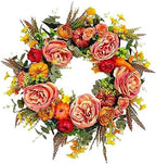 GLLBTPT Fall Wreath Full Handcrafted Autumn Front Door Wreath with Pumpkins Peony Flower Berries for Halloween Thanksgiving Harvest Decoration (Peony Flower) by Thegoodlifebeginsfromnow