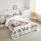 Windmill Comforter Set Full, Rustic Barn Farmhouse Bedding, Chick Cow Farm Animals Down Comforter, Hand Drawn Illustration Bedding Comforters, Countryside Rural Meadow Room Decor Duvet Set, Taupe - Image 3