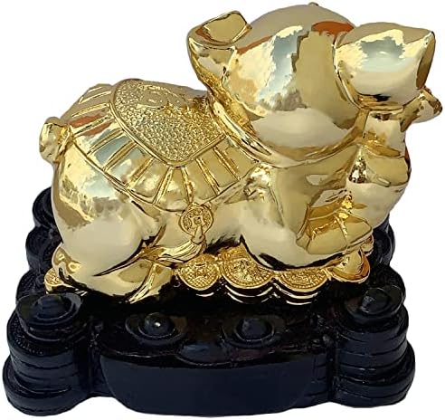 Betterdecor Gold Color Feng Shui 12 Chinese Zodiac Animal Statue Figurine Home Office Decoration and Gift for New Year Holidays and Birthday (Zodiac Pig) - Image 3