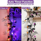 2026 Halloween Decor Lights 8.86FT 72 LED Willow Vine Twig with Timer Battery Operated Garland Lights with Orange Pumpkins Purple Bats and Black Dead Branches Indoor Halloween Decorations for Home - Image 5