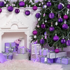 Lunmon 64 Pcs Purple Christmas Ball Ornaments 1.57/1.97/2.36 Inch - Image 2