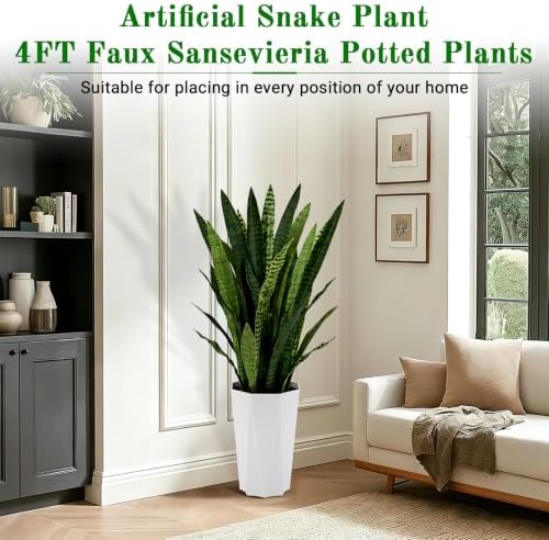 4FT Large Fake Snake Plant,Potted Sansevieria Artificial Plants - Image 6