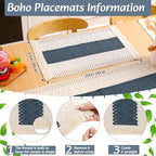 Boho Table Runner and Placemats Set, 6 Sets, Blue, 12x72 - Image 4