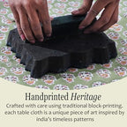 CPC Tablecloth 100% Cotton 60x60 Inch Indian Block Print Easter Square Table Cover, Table Cloth for Weddings, Parties- Jade Green 4-Seater - Image 5