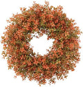 SHACOS 20 Inch Artificial Boxwood Fall Wreath for Front Door by SHACOS