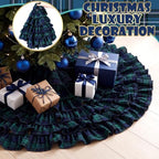Navy Blue Ruffle Christmas Tree Skirt Tartan Plaid 48 Inch - Image 2