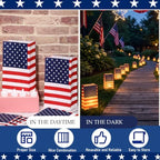 Sabary 100 Pcs Patriotic Luminary Bags USA Flag Flame Resistant Candle Reusable Paper Lantern for Independence Day 250 Anniversary Memorial Day Decorations Diwali Veterans Party - Image 5