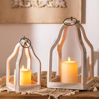 Romadedi Wooden Lantern Set of 2, 8.7" & 11.5" Tall, Whitewashed - Image 7