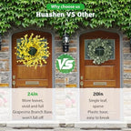 Artificial Twig Fall Front Door Wreath (Small Yellow Forsythia) - Image 4