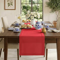 Classic Linen™ by D'Moksha, Bright Red Table Runner 90 Inches Long, 100% Pure Linen, 14 x 90 Inch Table Runner for Dresser, Dining- Fall, Weddings, Outdoor Hosting by DMokshaHomes