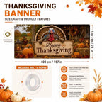 Thanksgiving Garage Door Banner 157 x 71 In Turkey Happy Thanksgiving Garage Door Cover, Rustic Fall Harvest Outdoor Garage Door Decorations with 393.7 In Rope for Thanksgiving Home Decor - Image 5