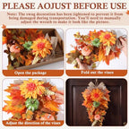 Shihanee 2 Pack 22 in Fall Teardrop Swags Autumn Pumpkin Front Door Decor - Image 3