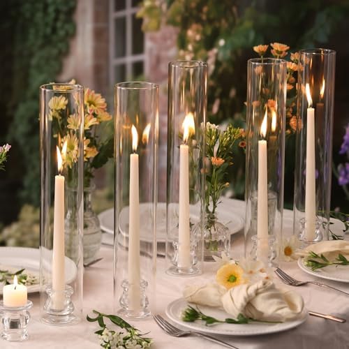 Volens Hurricane Glass Candle Holders- Set of 36 Candlestick Holders 14" H - Image 3