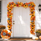 Thiccywoov 6 ft Fall Sunflower Pumpkin Buffalo Plaid Garland - Image 6