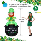 6 FT St. Patrick's Day Inflatable Leprechaun, Blow up Leprechaun Sits on Cornucopia Outdoor Decoration with LED Lights, for Yard Garden Lawn Front Door Holiday Decor (6FT Leprechaun on Cornucopia) - Image 4