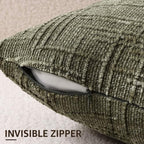 decorUhome Textured Chenille Throw Pillow Covers 26x26 Set of 2 Army Green - Image 3