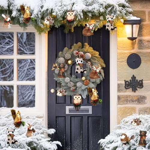 Vercraft 8 Pack Woodland Animal Xmas Ornaments Sisal Straw Rustic, Classic - Image 6