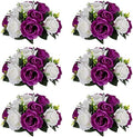 NUPTIO Flower Balls Centerpieces for Tables: 6 Pcs Purple White Fake Roses by Nuptio
