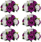 NUPTIO Flower Balls Centerpieces for Tables: 6 Pcs Purple White Fake Roses by Nuptio