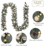 Valery Madelyn 9 Ft Christmas Garland with Lights for Mantle White Gold - Image 6