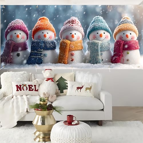 Christmas Garage Door Banner 7x16FT, Colorful Snowmen Family with Winter Scarves, Large Outdoor Xmas Garage Door Cover, Decoration for Driveways, Holiday Parties and Winter Festivities - Image 5
